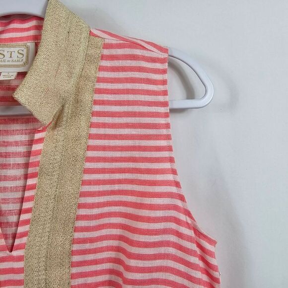 Sail To Sable Classic Sleeveless Tunic Dress in Pink Stripes - Size L - Picture 4 of 12